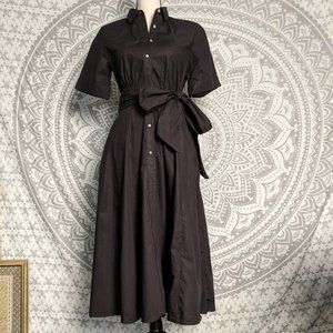 J. Crew Tie Waist Shirt Dress in Black
